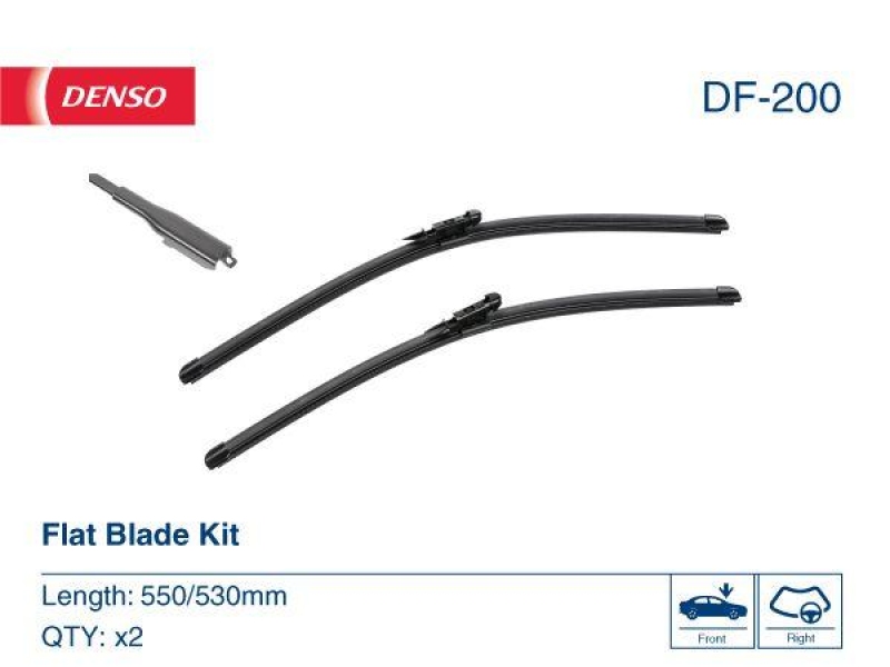 DENSO DF-200 Wischer Flat Blade KIT AUDI TT (8J3) 2.0 TDI quattro (08-20)