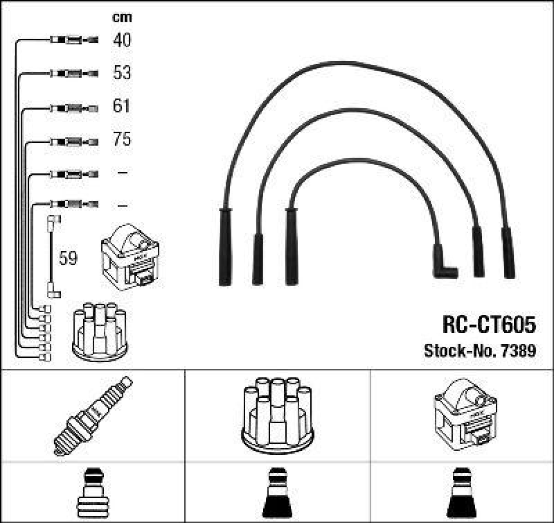 NGK 7389 Zündleitungssatz RC-CT605 |Zündkabel