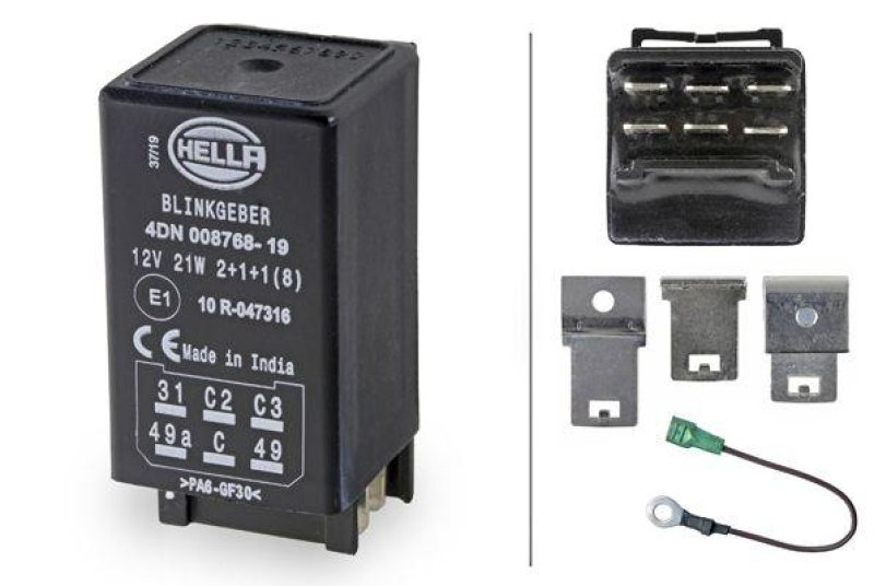 HELLA 4DN 008 768-197 Relais, Blinkgeber, 12V 6-polig