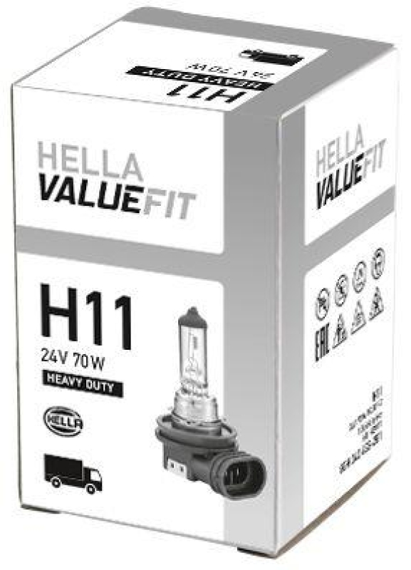 HELLA 8GH 242 632-281 Glühleuchte 24V H11 PGJ19-2