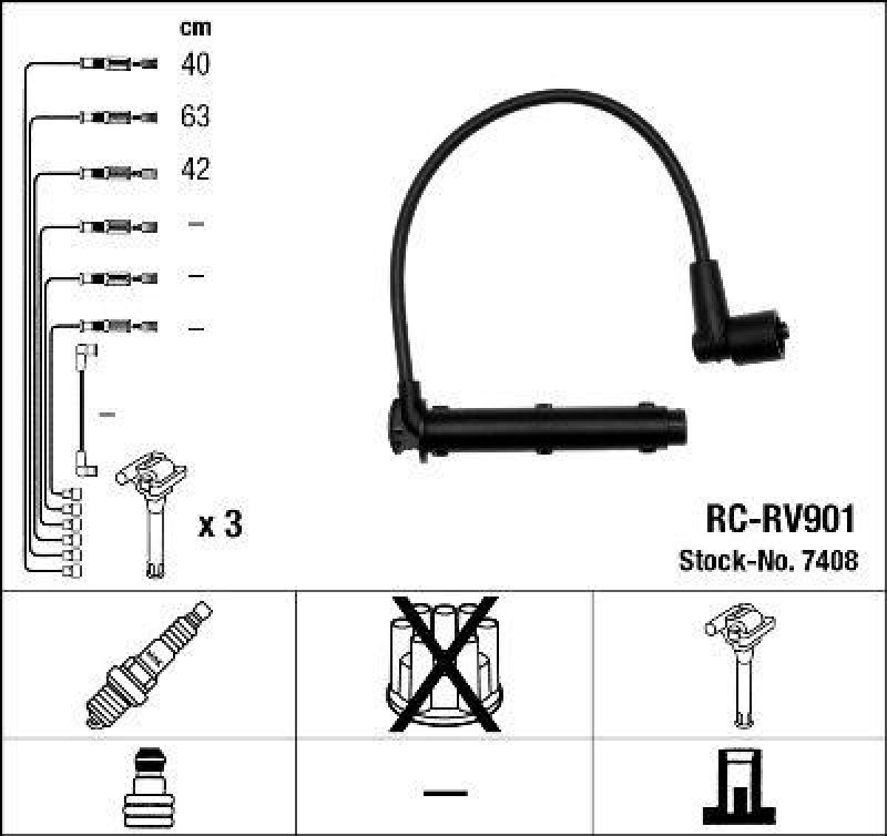 NGK 7408 Zündleitungssatz RC-RV901 |Zündkabel