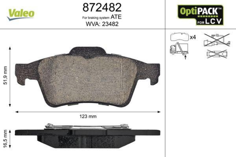 VALEO 872482 LCV Bremsbelagsatz