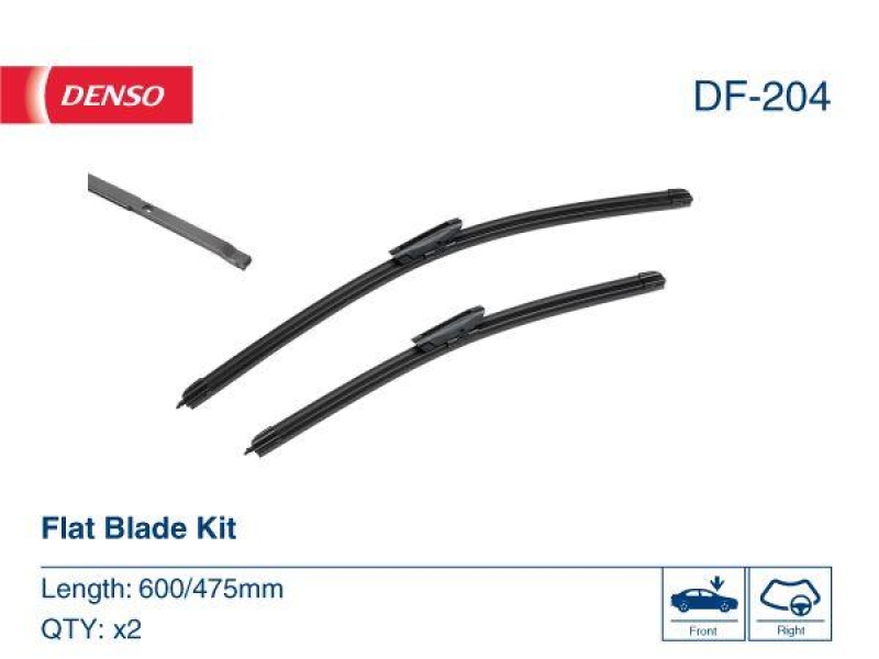 DENSO DF-204 Wischer Flat Blade KIT CITROËN C4 CACTUS 1.5 BlueHDi 100 (18-)