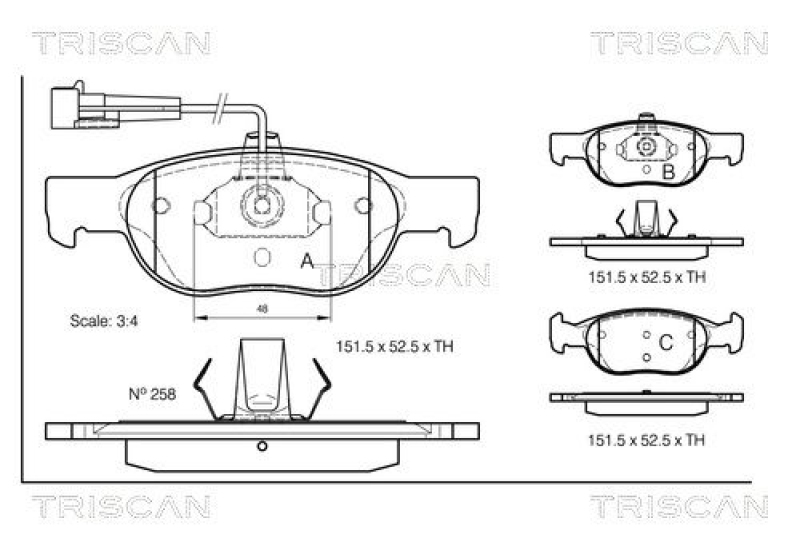 TRISCAN 8110 15006 Bremsbelag Vorne für Alfa Romeo, Fiat