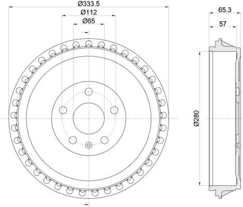 HELLA 8DT 355 303-491 Bremstrommel