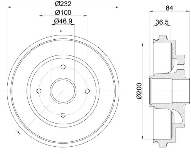 HELLA 8DT 355 303-501 Bremstrommel