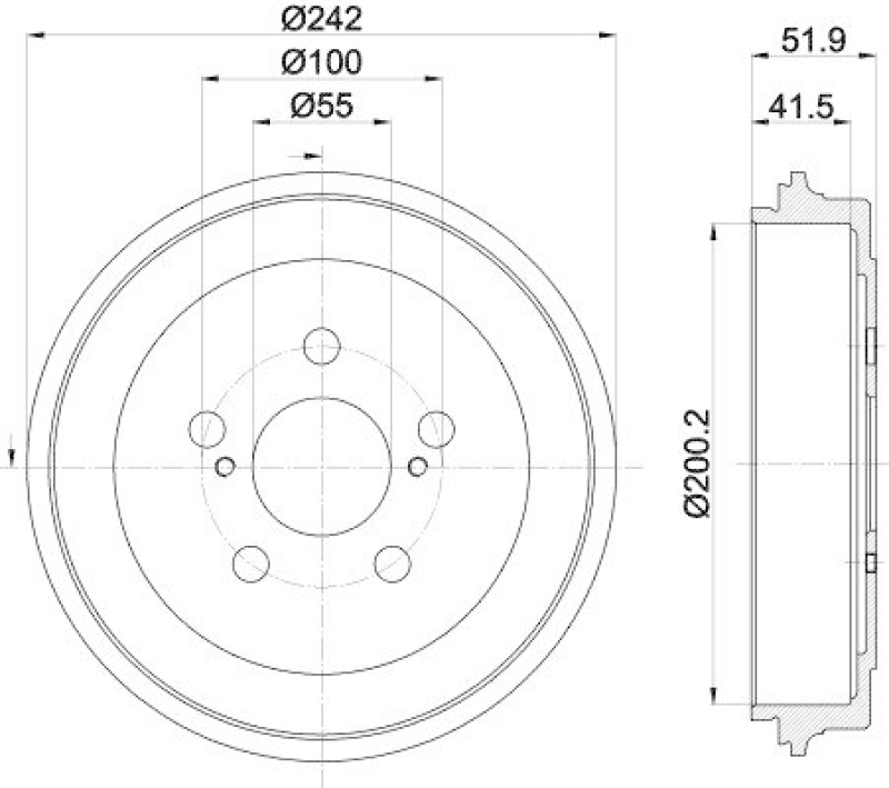 HELLA 8DT 355 303-601 Bremstrommel