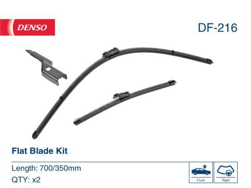 DENSO DF-216 Wischer Flat Blade KIT FORD FIESTA VII (HJ, HF) 1.5 TDCi 1.5 (17-)