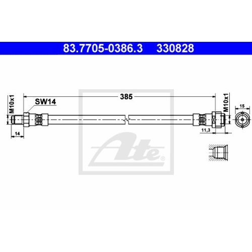 ATE 83.7705-0386.3 Bremsschlauch für MB C-,E-Klasse,SLK 93-