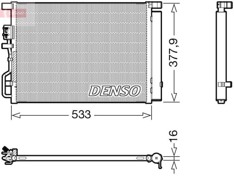 DENSO DCN41018 Kondensator A/C HYUNDAI TUCSON (TL, TLE) 1.6 T-GDI AWD 1.6 (01-)