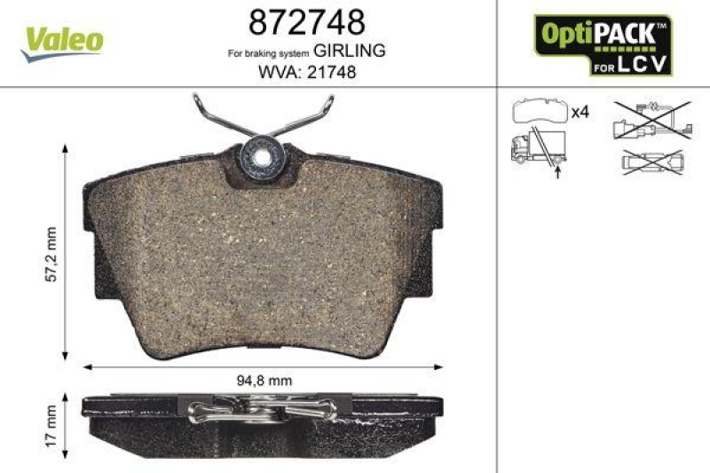 VALEO 872748 LCV Bremsbelagsatz