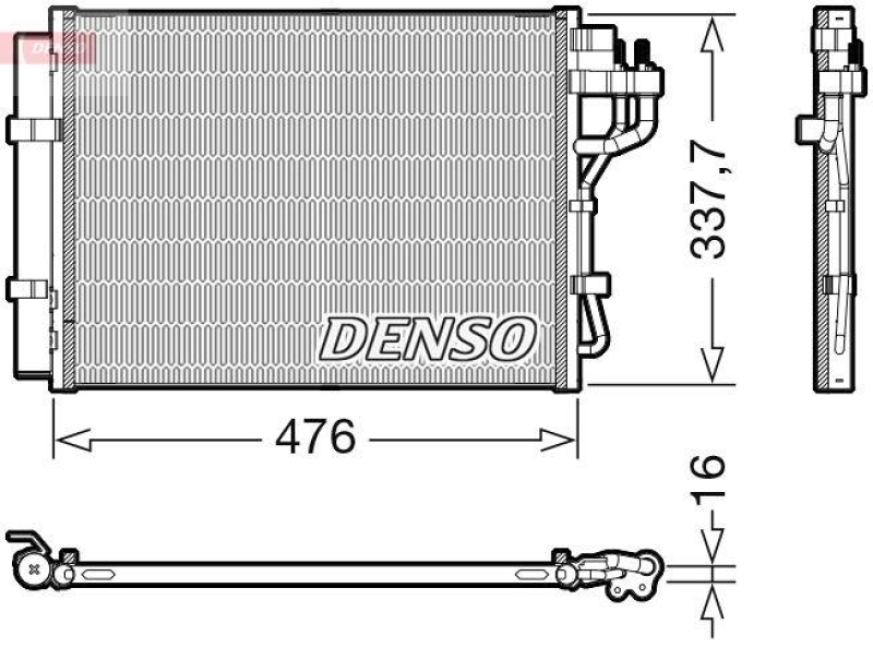 DENSO DCN41023 Kondensator A/C HYUNDAI i10 (BA, IA) 1.0 1.0 (01-)