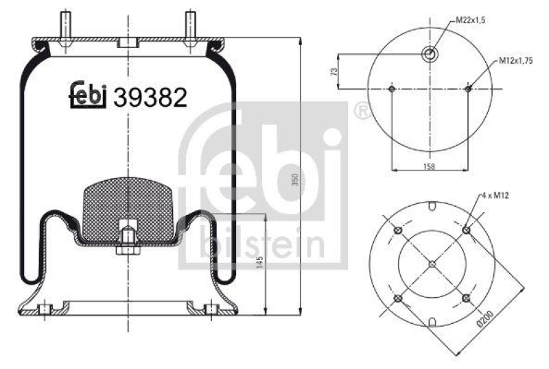 FEBI BILSTEIN 39382 Luftfederbalg mit Stahlkolben für Sauer