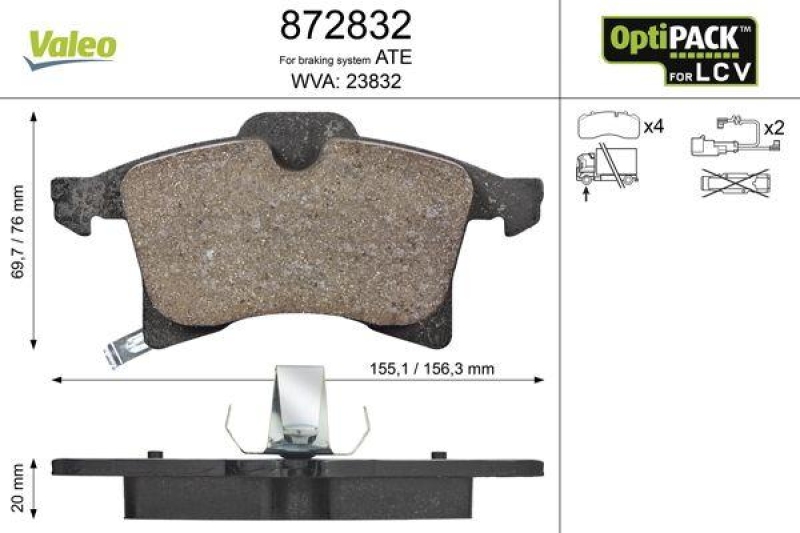 VALEO 872832 LCV Bremsbelagsatz