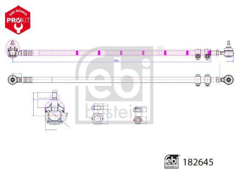 FEBI BILSTEIN 182645 Spurstange mit Endstücken und Sicherungsmuttern für Deutz-Fahr