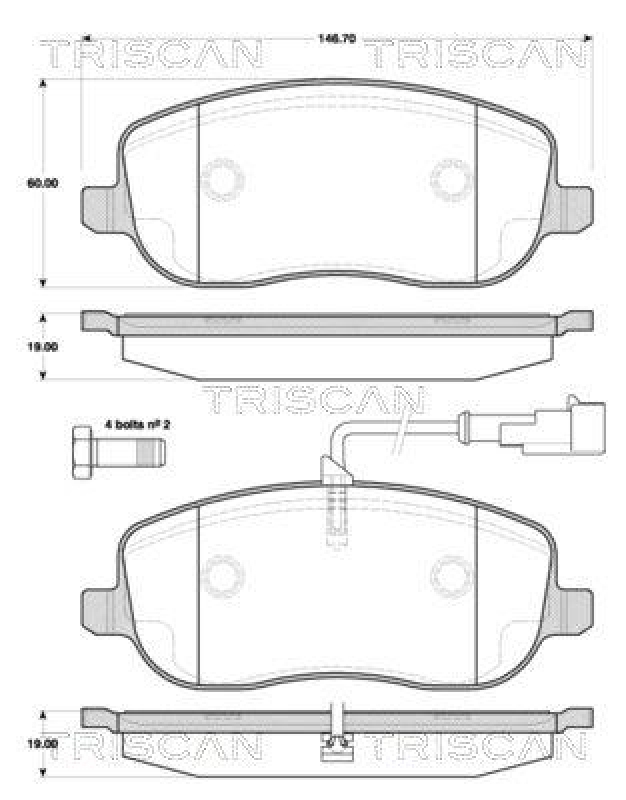 TRISCAN 8110 15045 Bremsbelag Vorne für Fiat Croma