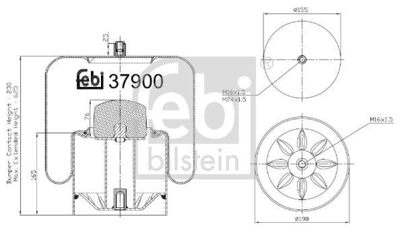 FEBI BILSTEIN 37900 Luftfederbalg mit Stahlkolben für Mercedes-Benz