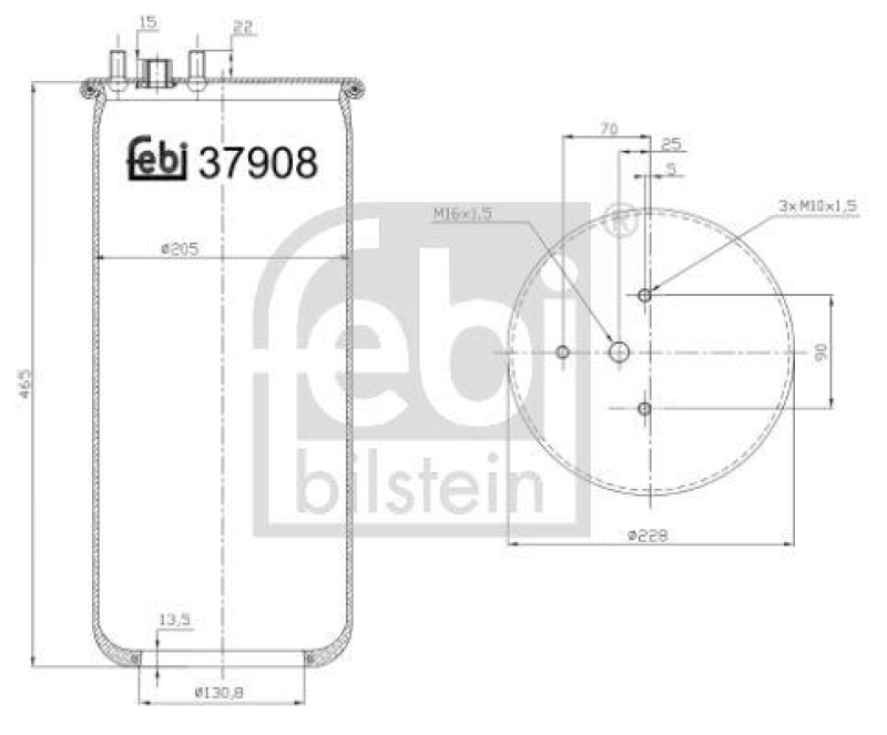 FEBI BILSTEIN 37908 Luftfederbalg ohne Kolben für DAF