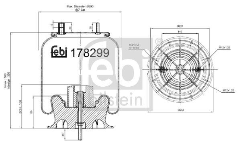 FEBI BILSTEIN 178299 Luftfederbalg mit Kunststoffkolben für RENAULT (RVI)