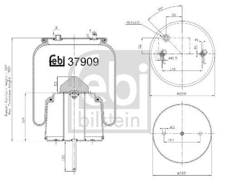 FEBI BILSTEIN 37909 Luftfederbalg mit Stahlkolben für Scania