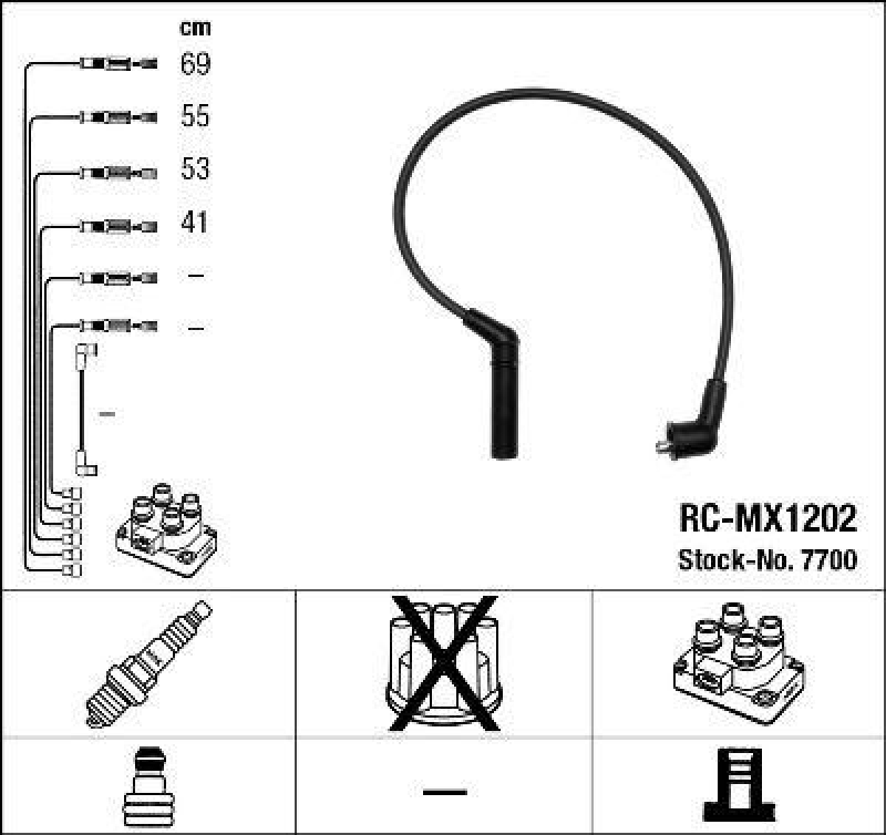 NGK 7700 Zündleitungssatz RC-MX1202 |Zündkabel