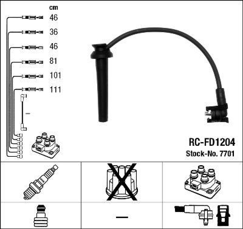 NGK 7701 Zündleitungssatz RC-FD1204 |Zündkabel