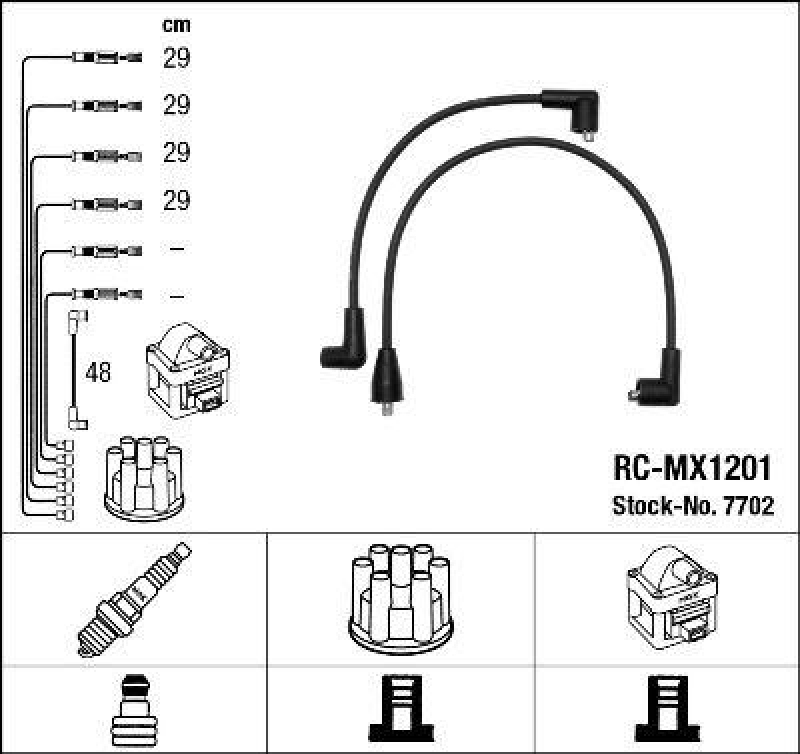 NGK 7702 Zündleitungssatz RC-MX1201 |Zündkabel