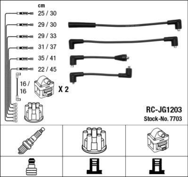 NGK 7703 Zündleitungssatz RC-JG1203 |Zündkabel