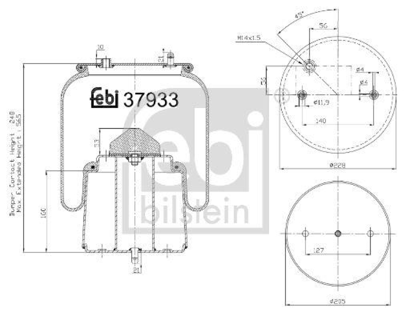 FEBI BILSTEIN 37933 Luftfederbalg mit Stahlkolben für Scania