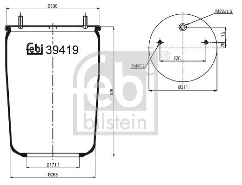 FEBI BILSTEIN 39419 Luftfederbalg ohne Kolben für Gigant