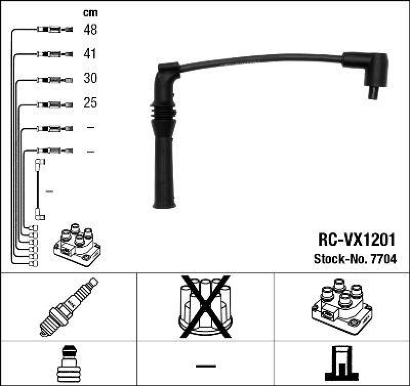 NGK 7704 Zündleitungssatz RC-VX1201 |Zündkabel