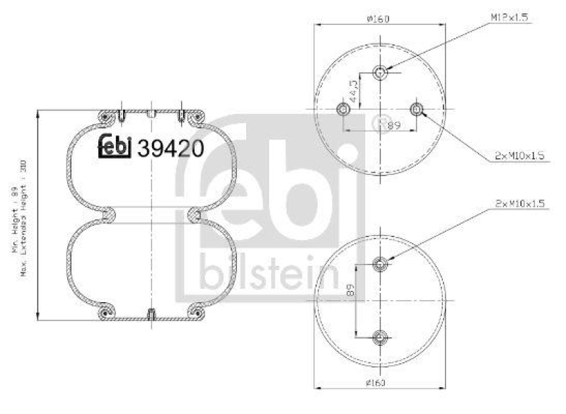 FEBI BILSTEIN 39420 Luftfederbalg für Liftachse für Sauer