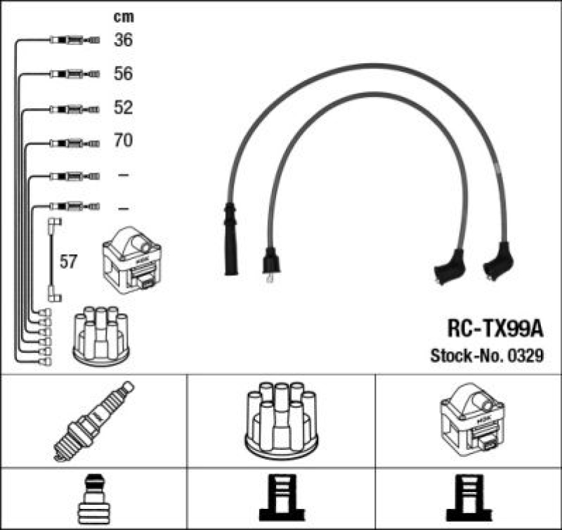 NGK 0329 Zündleitungssatz RC-TX99A |Zündkabel