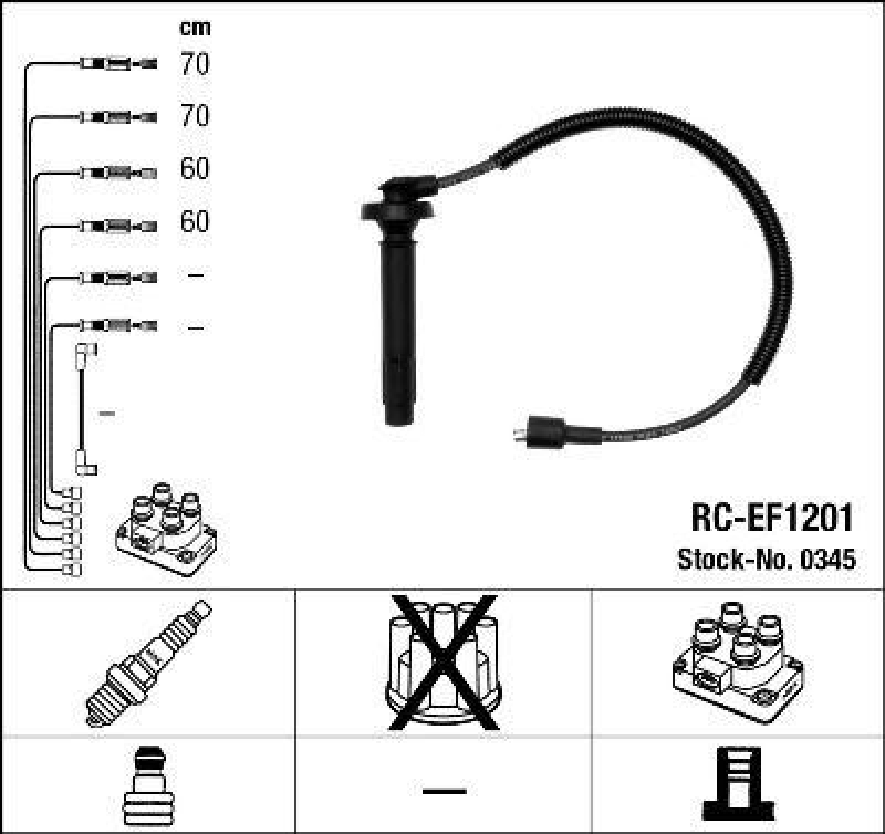 NGK 0345 Zündleitungssatz RC-EF1201 |Zündkabel