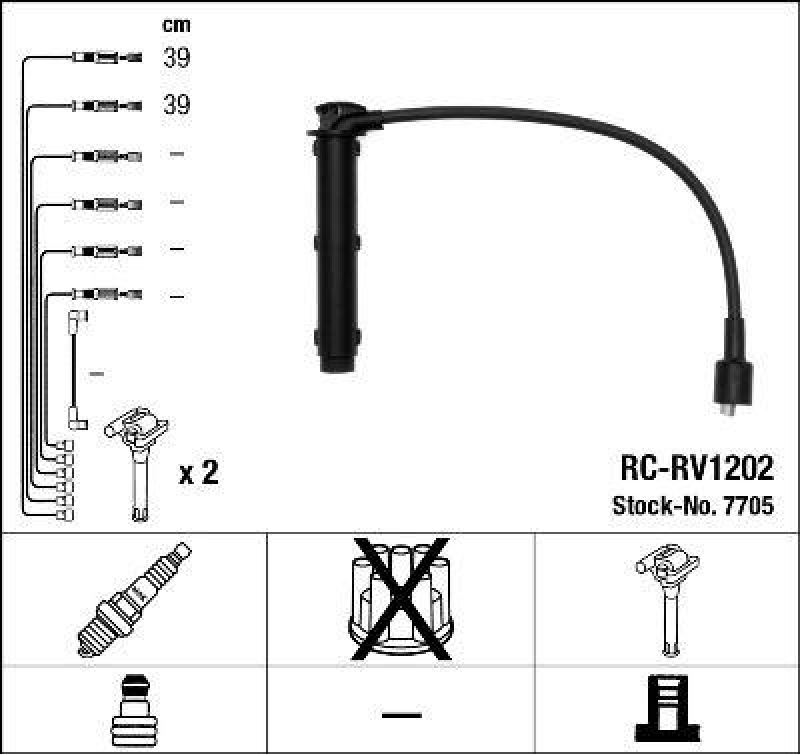 NGK 7705 Zündleitungssatz RC-RV1202 |Zündkabel