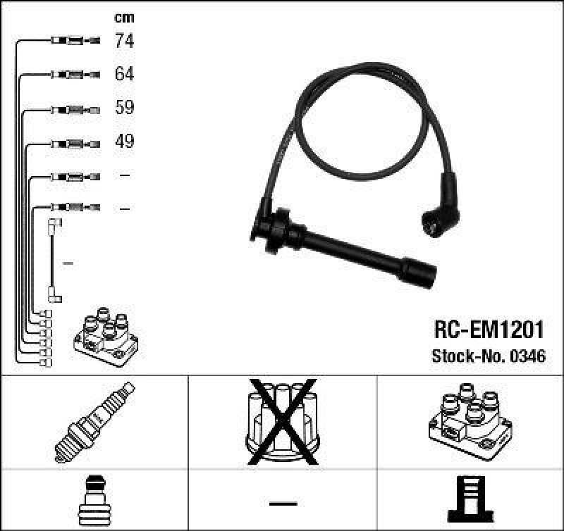 NGK 0346 Zündleitungssatz RC-EM1201 |Zündkabel