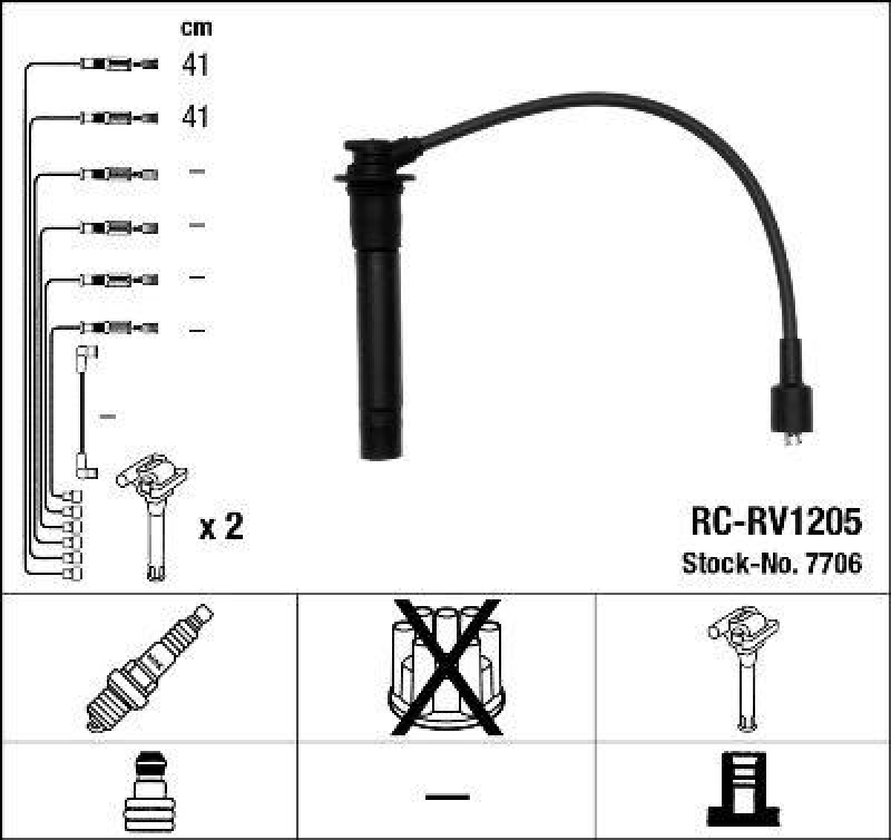 NGK 7706 Zündleitungssatz RC-RV1205 |Zündkabel