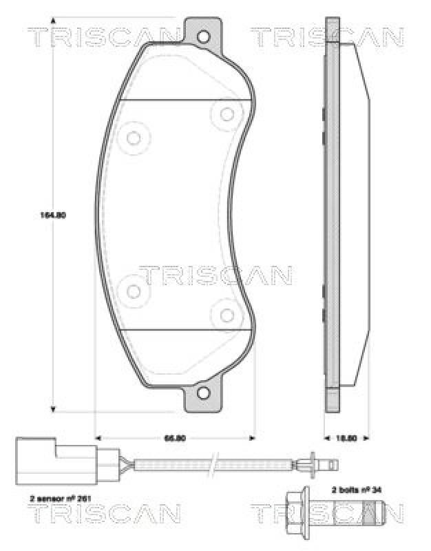 TRISCAN 8110 16019 Bremsbelag Vorne für Ford Transit