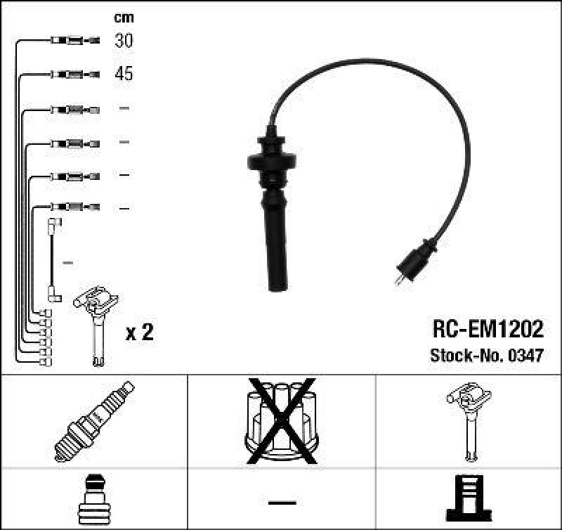 NGK 0347 Zündleitungssatz RC-EM1202 |Zündkabel