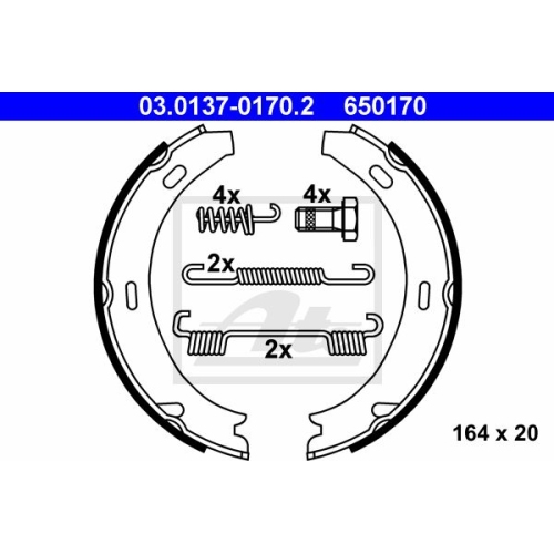 ATE 03.0137-0170.2 Bremsbackensatz Feststellbremse 164x20mm