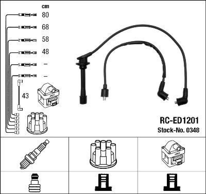 NGK 0348 Zündleitungssatz RC-ED1201 |Zündkabel