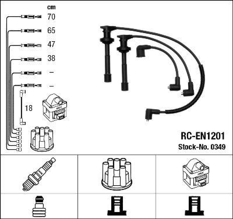 NGK 0349 Zündleitungssatz RC-EN1201 |Zündkabel