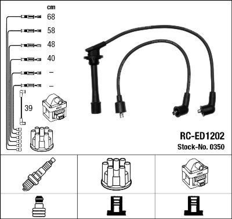 NGK 0350 Zündleitungssatz RC-ED1202 |Zündkabel