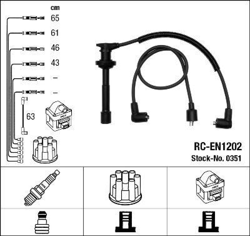 NGK 0351 Zündleitungssatz RC-EN1202 |Zündkabel