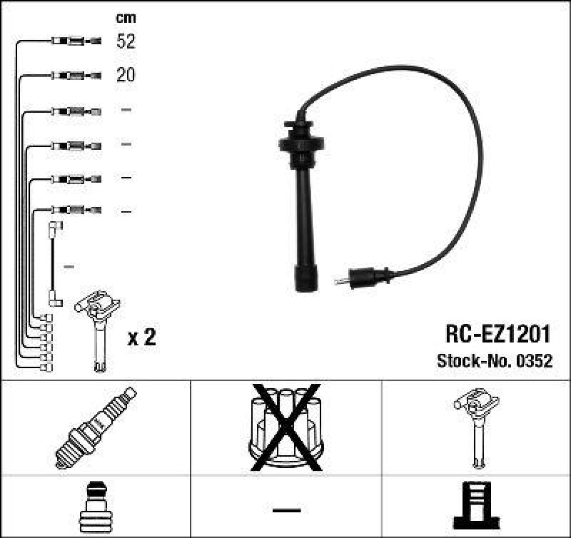 NGK 0352 Zündleitungssatz RC-EZ1201 |Zündkabel