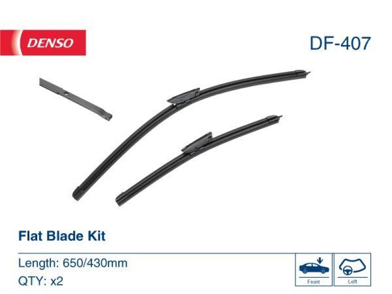 DENSO DF-407 Wischer Flat Blade KIT CITROËN C4 CACTUS 1.2 THP 110 (14-)