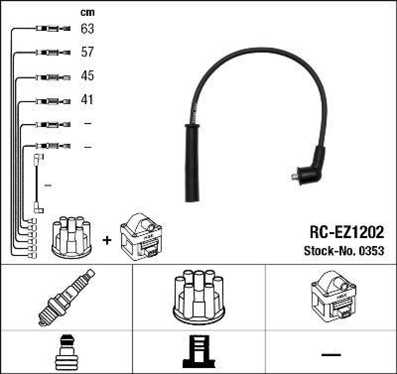 NGK 0353 Zündleitungssatz RC-EZ1202 |Zündkabel