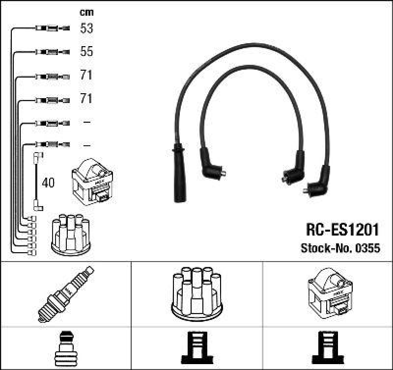 NGK 0355 Zündleitungssatz RC-ES1201 |Zündkabel