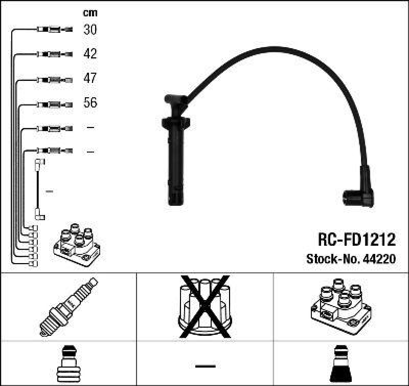 NGK 44220 Zündleitungssatz RC-FD1212 |Zündkabel