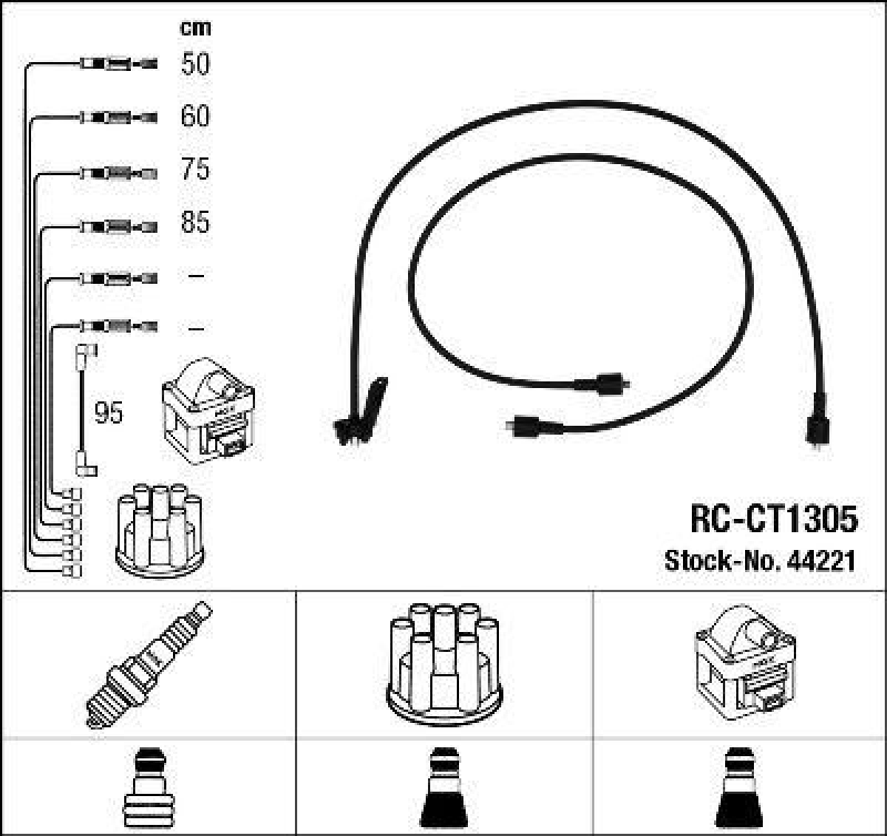 NGK 44221 Zündleitungssatz RC-CT1305 |Zündkabel